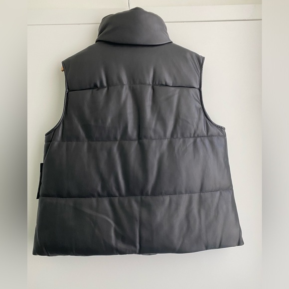 WINTER SALE - Shebby Faux Leather Puffer Vest - Picture 4 of 8